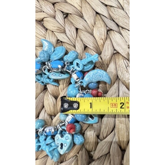 Cha Cha Blue Moon Cherubs Dangle Bib Chocker Necklace Set Silver Tone Celestial - Picture 7 of 10